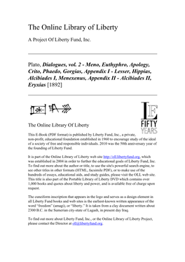 Online Library of Liberty: Dialogues, Vol. 2