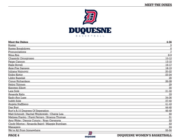 Page 4 Duquesne Women's Basketball Meet the Dukes