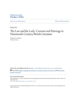 Consent and Marriage in Nineteenth-Century British Literature Heather Lea Nelson Purdue University