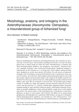 Ascomycota: Ostropales), a Misunderstood Group of Lichenized Fungi