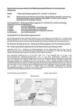 Bekanntmachung Der Gemeinde Barnekow