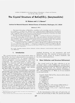 The Crystal Structure of Baca(CO3)2 (Barytocalcite)