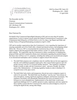 1444 Eye Street NW, Suite 410 Washington, D.C., 20005 15 April 2020 the Honorable Ajit Pai Chairman Federal Communications Commi