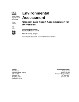 Environmental Assessment Accommodation for RV Vehicles