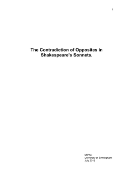 The Contradiction of Opposites in Shakespeare Sonnets