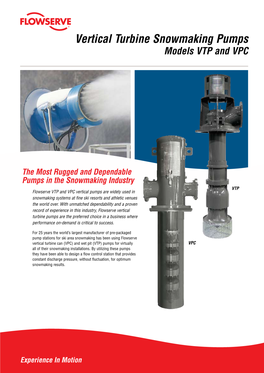 Vertical Turbine Snowmaking Pumps Models VTP and VPC