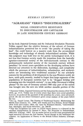 “Agrarians” Versus “Industrializers”