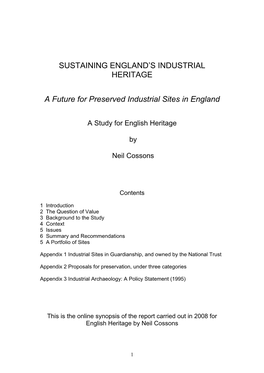 Sustaining England's Industrial Heritage