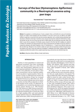 Hymenoptera: Apiformes) Community in a Neotropical Savanna Using Pan Traps