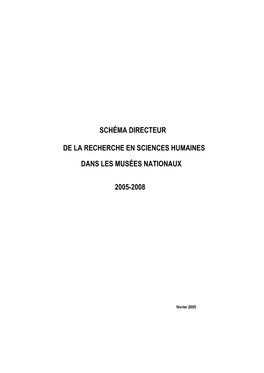 Schéma Directeur De La Recherche En Sciences Humaines 2005-2008