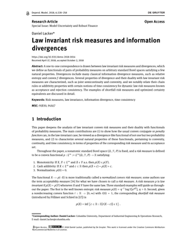 Law Invariant Risk Measures and Information Divergences