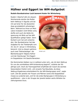 Rodeln Bundestrainer Loch Benennt Kader Für Winterberg