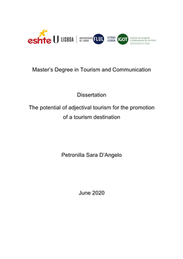 Master's Degree in Tourism and Communication Dissertation The