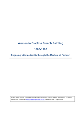 Women in Black in French Painting 1860-1900