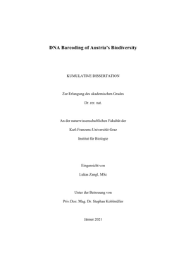 DNA Barcoding of Austria's Biodiversity