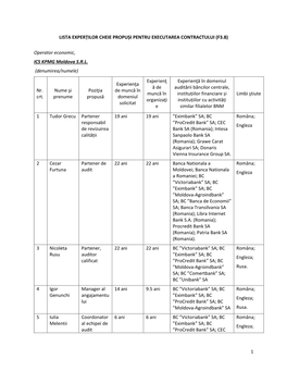 Operator Economic, ICS KPMG Moldova S.R.L