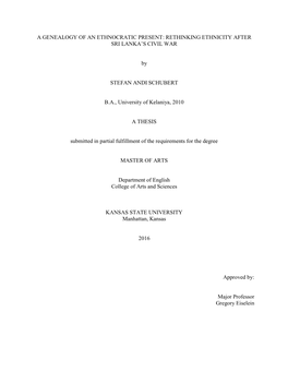 A Genealogy of an Ethnocratic Present: Rethinking Ethnicity After Sri Lanka’S Civil War