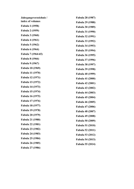 Jahrgangsverzeichnis / Index of Volumes Fabula 1