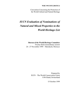 IUCN Evaluation of Nominations Of
