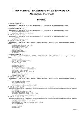 Numerotarea Şi Delimitarea Secţiilor De Votare Din Municipiul Bucureşti