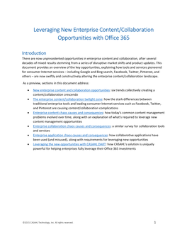 Leveraging New Enterprise Content/Collaboration Opportunities with Office 365