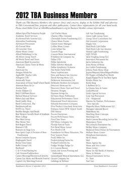 2012 TBA Business Members