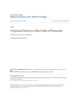 A Spiritual Directory of the Order of Prémontré Theodore J