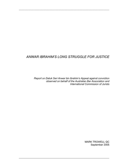 Anwar Ibrahim's Long Struggle for Justice