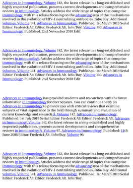 Advances in Immunology, Volume 142, the Latest