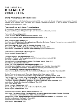 SPCO Premieres and Commissions