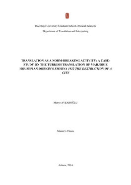 Translatıon As a Norm-Breakıng Actıvıty: a Case-Study on the Turkısh