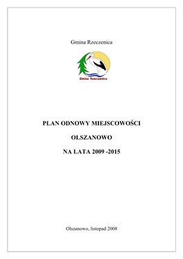 Plan Odnowy Miejscowości Olszanowo Na Lata 2009 -2015