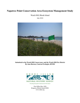 Napatree Point Conservation Area Ecosystem Management Study