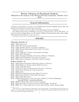 Recent Advances in Functional Analysis: Dedicated to the Memory of Joe Diestel and Victor Lomonosov