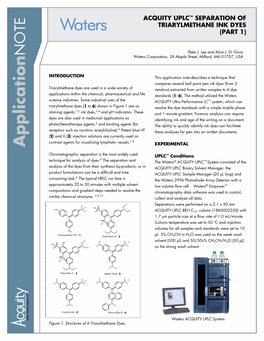 ACQUITY UPLC Separation of Triarylmethane Ink Dyes (Part 1)