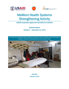 Mamoni Health Systems Strengthening Activity (USAID Cooperative Agreement AID-338-LA-13-00004)