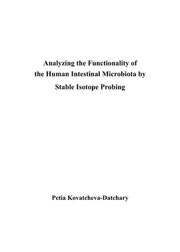 Analyzing the Functionality of the Human Intestinal Microbiota by Stable Isotope Probing