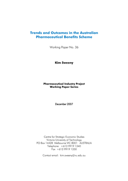 Trends and Outcomes in the Australian Pharmaceutical Benefits Scheme