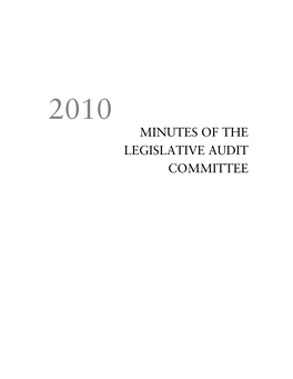 Minutes of the Legislative Audit Committee