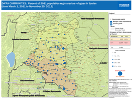 Percent of 2011 Population Registered As Refugees in Jordan (From March 1, 2011 to November 25, 2012)