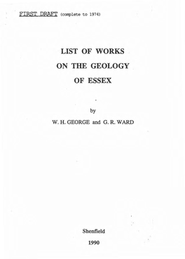 List of Works on the Geology of Essex