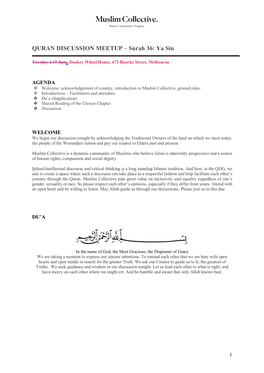 QURAN DISCUSSION MEETUP – Surah 36: Ya Sin