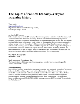 The Topics of Political Economy, a 70 Year Magazine History