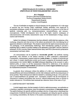 Chapter 6 XA9846739 IMMUNOASSAYS in CLINICAL CHEMISTRY (PRINCIPLES of IMMUNORADIOMETRIC ASSAYS) R.S. Chapman Division of Biochem