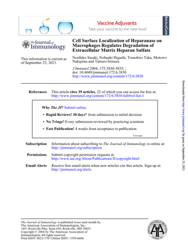 Extracellular Matrix Heparan Sulfate Macrophages Regulates