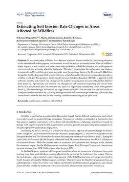 Estimating Soil Erosion Rate Changes in Areas Affected by Wildfires