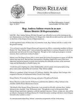 PRESS RELEASE Andrea Salinas