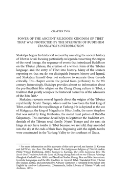 Power of the Ancient Religious Kingdom of Tibet That Was Protected by the Strength of Buddhism Translator’S Introduction