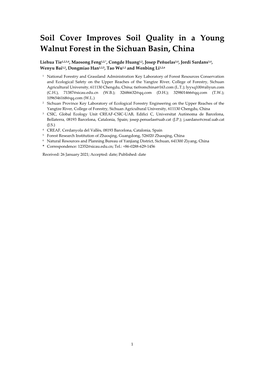 Soil Cover Improves Soil Quality in a Young Walnut Forest in the Sichuan Basin, China