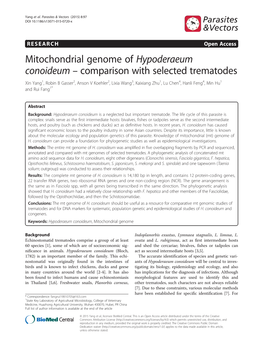 Mitochondrial Genome of Hypoderaeum Conoideum Ł